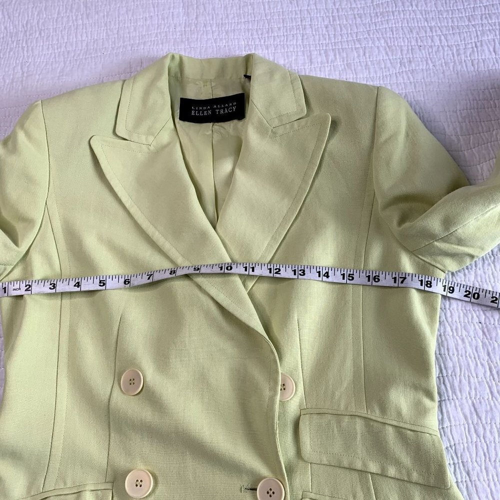 Linda Allard Ellen Tracy SZ Petite 6 Linen Lined Double Breasted Blazer Jacket - Picture 9 of 10
